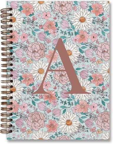 Initial M Journal Personalized Spiral Notebook,Vintage Flower Teen Girl Gifts,Monogrammed Notebook for Women Teen Girl,College Ruled Hardcover Spiral Notebook 5.5 x 8.3 in Kuwait
