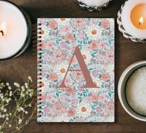 Initial M Journal Personalized Spiral Notebook,Vintage Flower Teen Girl Gifts,Monogrammed Notebook for Women Teen Girl,College Ruled Hardcover Spiral Notebook 5.5 x 8.3 in Kuwait