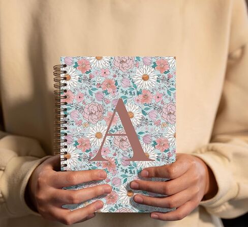 Initial M Journal Personalized Spiral Notebook,Vintage Flower Teen Girl Gifts,Monogrammed Notebook for Women Teen Girl,College Ruled Hardcover Spiral Notebook 5.5 x 8.3 in Kuwait