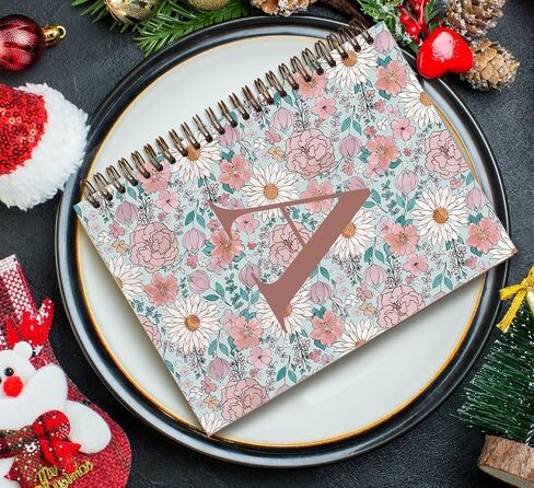 Initial M Journal Personalized Spiral Notebook,Vintage Flower Teen Girl Gifts,Monogrammed Notebook for Women Teen Girl,College Ruled Hardcover Spiral Notebook 5.5 x 8.3 in Kuwait