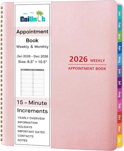 2026 كتاب المواعيد - يناير - ديسمبر 2026 ، مخطط المواعيد مع انتشار أسبوعي "8.5" x 10.5 "، زيادات كبيرة ، 15 دقيقة ، 2026 مخططًا يوميًا مع جيوب ، علامات تبويب ، غلاف ناعم in Kuwait