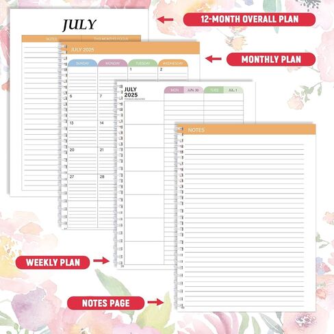 11PCS 2025-2026 Teacher Planner Notebook with 10 Pens&Section Lesson Book Daily Weekly Monthly 8.5"x11" Organizer Spiral Bound Stickers, Dated Calendar, Pocket Folder, Page Tab(Smile Face) in Saudi Arabia
