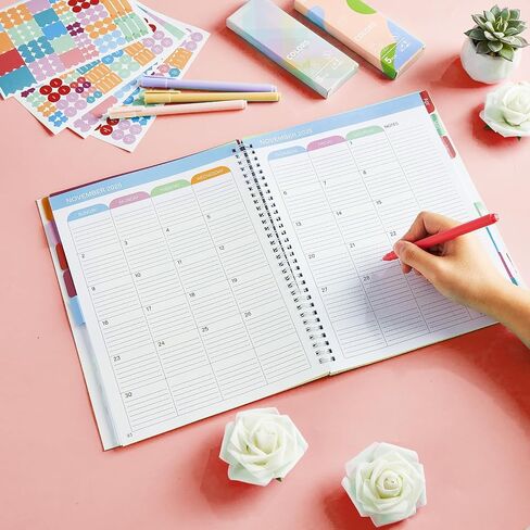 11PCS 2025-2026 Teacher Planner Notebook with 10 Pens&Section Lesson Book Daily Weekly Monthly 8.5"x11" Organizer Spiral Bound Stickers, Dated Calendar, Pocket Folder, Page Tab(Smile Face) in Saudi Arabia