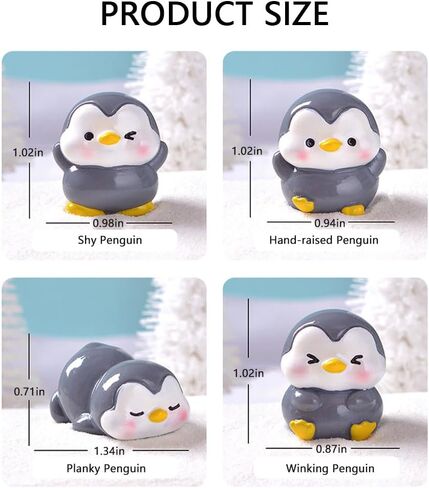 48 تماثيل البطريق المصغرة - نماذج حيوانية لطيفة للحديقة الخيالية ، كوبر كيك ، ديكور المناظر الطبيعية الصغيرة (رمادي) in Kuwait