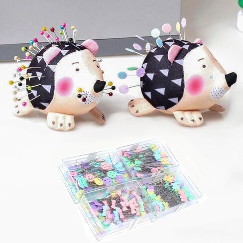 Bequilter 2Pcs Hedgehog Shape Pin Cushions for Sewing Cute Pin Quilting Holder Come with 400pcs Patchwork Pins in 4 Style in Saudi Arabia