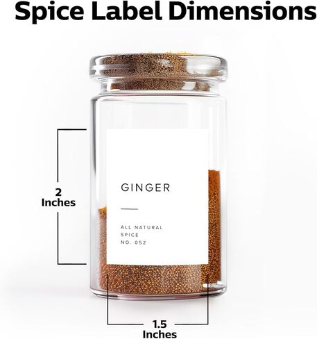 250 White Spice Labels by ThreeKin | Waterproof & Oil-Resistant Pre-Printed Stickers for Spice Jars | Durable, BPA-Free Seasoning Labels | Easy-Clean, No-Residue Design | Proudly Female & USA Owned in Kuwait