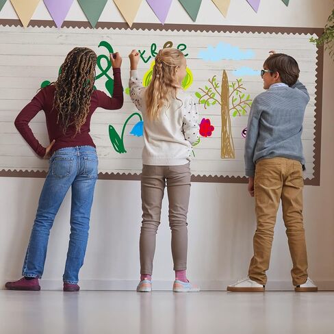 PerKoop 2 Roll White Wood Bulletin Board Paper 3.9" x 12ft Non Woven Bulletin Background Wallpaper Fade Resistant Board Roll Decoration for Arts Crafts Office School Classroom in Saudi Arabia