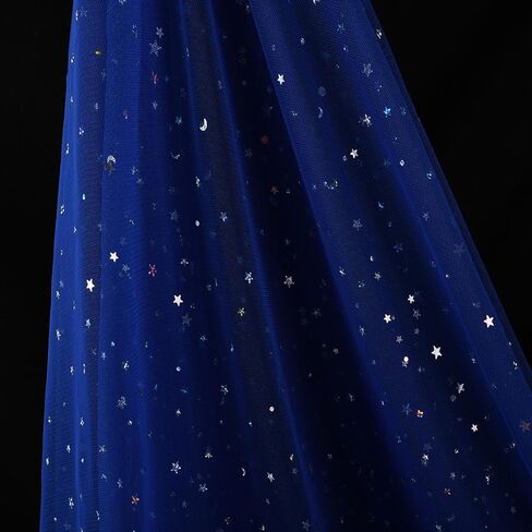 54 بوصة × 4 ياردة بريق تول من النسيج لفات الليزر النجوم ولفائف تول القمر ل DIY Tutu Dress Table Table Runner Crafts CHEER BASHDROP Stage Decoration-Navy in Saudi Arabia