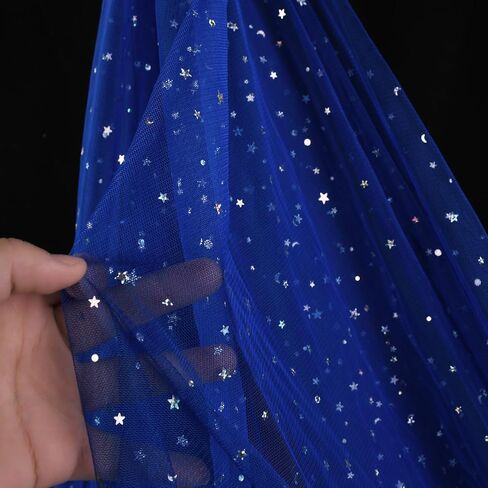 54 بوصة × 4 ياردة بريق تول من النسيج لفات الليزر النجوم ولفائف تول القمر ل DIY Tutu Dress Table Table Runner Crafts CHEER BASHDROP Stage Decoration-Navy in Saudi Arabia