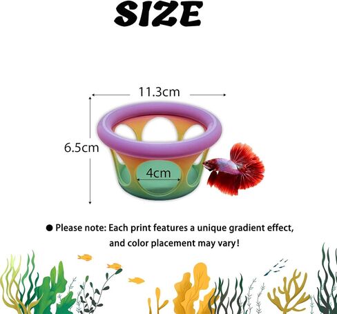 Floating Betta Fish Hideaway, Aquarium Suspended Resting Spot, Feeder for Small Fish and Shrimp, 3D Printed, Decorative Floating Cave Accessory for Aquariums. (Color) in Saudi Arabia