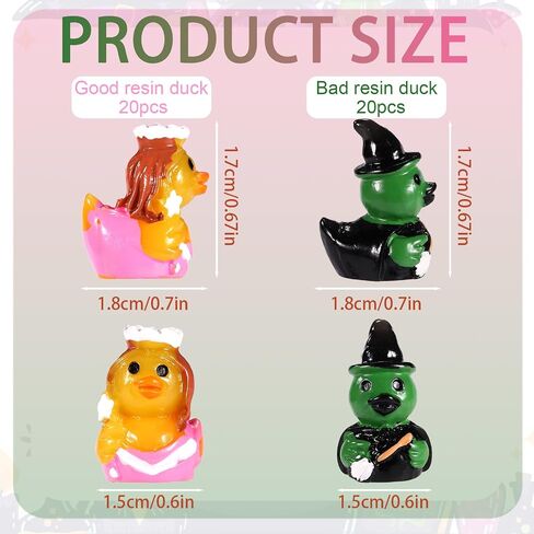 40pcs Small Resin Ducks, 2 Styles Tiny Good & Bad Mini Resin Animals Miniature Plastic Figurines for Halloween DIY Aquarium Garden Office Decoration in Saudi Arabia