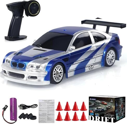 RC Drift Racing Cars, 1/43 Scale 4WD 2.4G Remote Control High Speed Racing Vehicle with Lights Kit, Mini Drift Car for Adults (RTR Version) in Kuwait