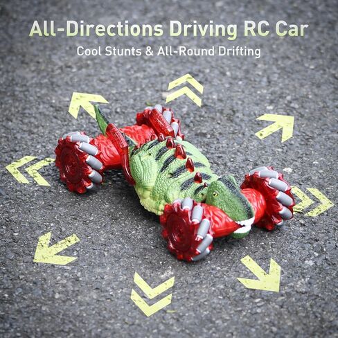 Gesture Sensing RC Car,Dinosaur RC Toys car for Kids,2.4GHz LED RC Car, 4WD Rotation RC Stunt Car with Lights and Music,4WD Stunt Cars Toys for Kids Ages 6-12 yr Gifts for Boys Girls (Red) in Saudi Arabia