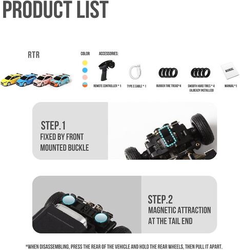RC Mini Drift Car with Gyro, 1/43 Scale 4WD Off-Road Climbing Car Electric 2.4G Romote Control Racing Vehicle for Adult - RTR/Standard Version in Kuwait
