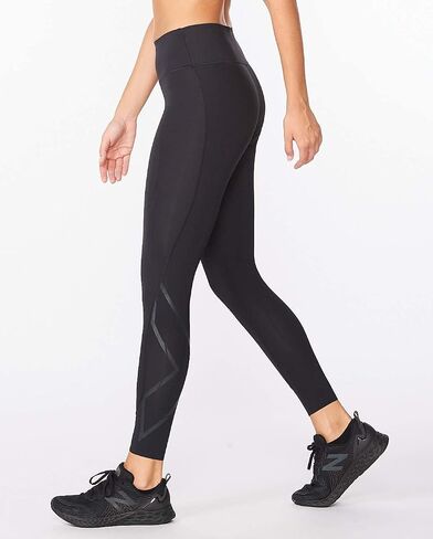 2XU Women's Force Mid-Rise Compression Tights with Flat-Wide Waistband for Training and Fitness, Black/Gold, Small in Kuwait