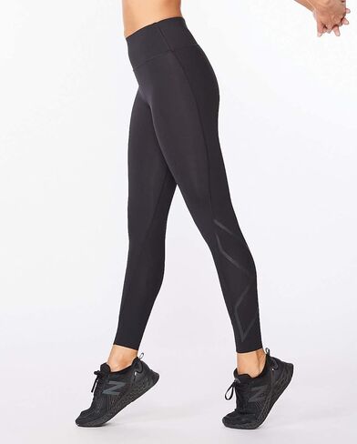 2XU Women's Force Mid-Rise Compression Tights with Flat-Wide Waistband for Training and Fitness, Black/Gold, Small in Kuwait