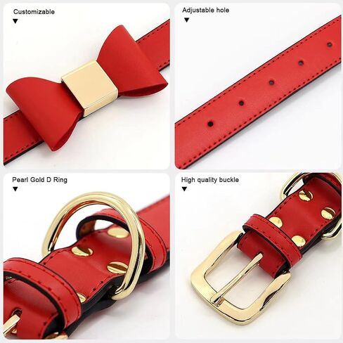 Beirui Cute Personalized Bowtie Dog Collar for Small Medium Dogs Puppy,Soft PU Leather Dog Collar Custom with ID Name,Adorable Puppy Cat Bowknot Collar,Red,S in Saudi Arabia