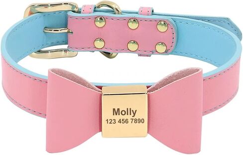 Beirui Cute Personalized Bowtie Dog Collar for Small Medium Dogs Puppy,Soft PU Leather Dog Collar Custom with ID Name,Adorable Puppy Cat Bowknot Collar,Red,S in Saudi Arabia