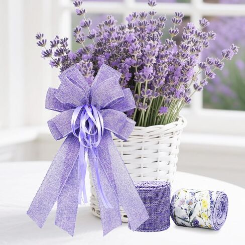 2 Rolls Lavender Wired Edge Ribbon - 2.5 Inch, 5 Yards Each, Spring Summer Lavender Grosgrain Ribbon with Wired Edge for Wedding Decor, Gift Wrapping & DIY Crafts, Mother's Day Gift in Saudi Arabia