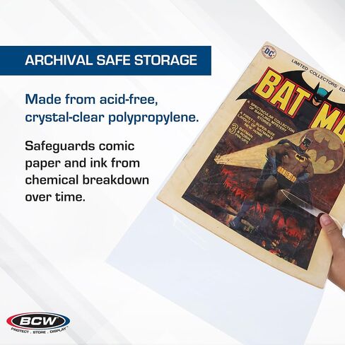 BCW Treasury Comic Bags - Pack of 100 | Acid-Free Safe Storage Comic Book Bags for Treasury Comics | Crystal Clear Polypropylene | Dimensions 10 1/2 x 13 1/2 inches in Saudi Arabia