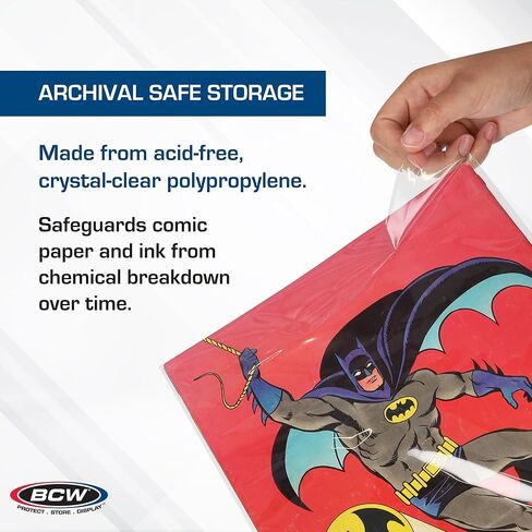 BCW Treasury Comic Bags - Pack of 100 | Acid-Free Safe Storage Comic Book Bags for Treasury Comics | Crystal Clear Polypropylene | Dimensions 10 1/2 x 13 1/2 inches in Kuwait