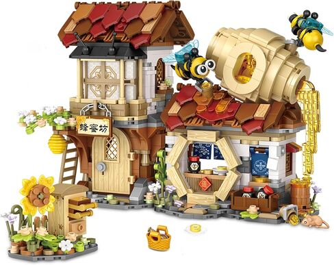 Street View Noodle Shop Mini Building Blocks, MOC Creative Building Toys Model Set for Girls 7-9 Years Old, 870 PCS Simulation Architecture Construction Toy, Gift Idea for Kids Adults in Saudi Arabia