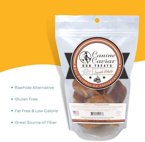 Canine Caviar Dried Sweet Potato Dog Treats All-Natural Dog Treats, Rawhide Free and Gluten Free Healthy Dog Treats, Dog Training Treats for All Breeds and Life Stages (12 oz) in Saudi Arabia