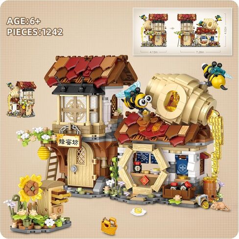 Street View Noodle Shop Mini Building Blocks, MOC Creative Building Toys Model Set for Girls 7-9 Years Old, 870 PCS Simulation Architecture Construction Toy, Gift Idea for Kids Adults in Saudi Arabia