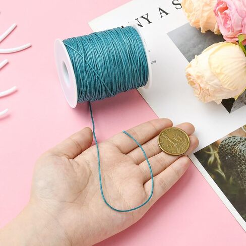 DanLingJewelry Approx 100 Yards/roll 1mm Teal Waxed Cotton Cord Waxed Beading Thread String for Bracelet Necklace Jewelry Making in Saudi Arabia