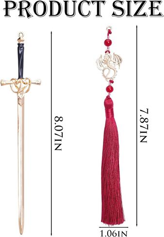 Fantasy Dragon Sword Bookmarks - Cool Fourth Wing Book Mark Gifts Reading Men Merch with Black Tassels Metal Page Markers Book Lovers Novel Fans Boy Bookish Student Teacher Birthday School in Saudi Arabia