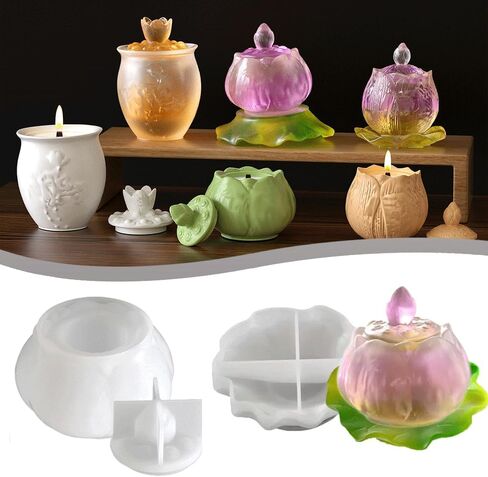 قوالب سليكون جرة 3pcs ، قوالب راتنج جرة مع غطاء ، قوالب الإبوكسي لصندوق تخزين المجوهرات DIY ، حامل الشموع ، حاوية حلوى ، هدايا حرفة الإبوكسي (Style3) in Kuwait