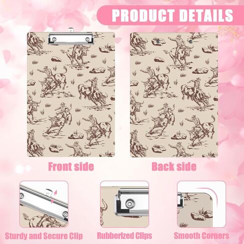 حافظة رعاة البقر الغربية ، لوحة مقطع زخرفية مع مقطع معدني لطيف البلاستيك القصاصات A4 للممرضات ، والطلاب ، والمكتب （القياسي 8.5 "× 12.6"） in Kuwait