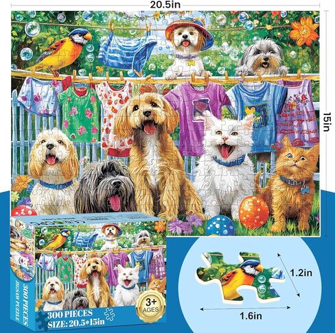 300 Piece Puzzles for Adults,Country Store Puzzles for Adults Children Seniors,Large Piece Dog Deer Fruit Puzzle for Kids Ages 8-10 10-12,Fun Challenging Landscape Family Puzzle Game Nights,20.5*15in in Kuwait