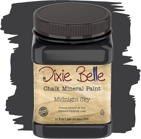 Dixie Belle Paint Company الطباشير الطلاء الأثاث - Midnight Sky (32 أونصة) - أزرق أسود أسود أسود فورنيش أثاث DIY Paint in Kuwait