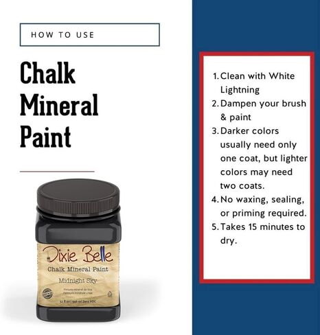 Dixie Belle Paint Company الطباشير الطلاء الأثاث - Midnight Sky (32 أونصة) - أزرق أسود أسود أسود فورنيش أثاث DIY Paint in Kuwait