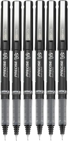 بدقة V5 Stick Rolling Rolling Als ، نقطة غرامة إضافية (.5 مم) ، الحبر الأسود ، 6-PK ؛ حزمة مع حقيبة قابلة لإعادة الاستخدام البلاستيكية in Kuwait