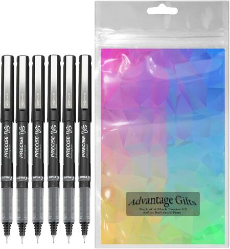 بدقة V5 Stick Rolling Rolling Als ، نقطة غرامة إضافية (.5 مم) ، الحبر الأسود ، 6-PK ؛ حزمة مع حقيبة قابلة لإعادة الاستخدام البلاستيكية in Kuwait