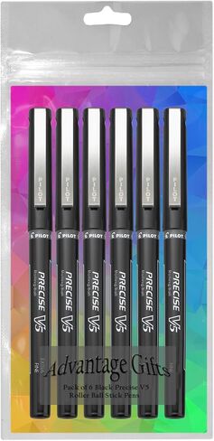 بدقة V5 Stick Rolling Rolling Als ، نقطة غرامة إضافية (.5 مم) ، الحبر الأسود ، 6-PK ؛ حزمة مع حقيبة قابلة لإعادة الاستخدام البلاستيكية in Kuwait
