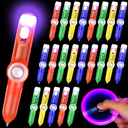 Kigeli 24 Pcs LED Spinning Rotating Pen Fidget Pen Rolling Finger Rotating Ballpoint Pens for Adults Stress Reducer Anti Anxiety Party Favors Gift Bag Fillers Birthday Return Gifts in Saudi Arabia