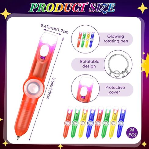 Kigeli 24 Pcs LED Spinning Rotating Pen Fidget Pen Rolling Finger Rotating Ballpoint Pens for Adults Stress Reducer Anti Anxiety Party Favors Gift Bag Fillers Birthday Return Gifts in Saudi Arabia