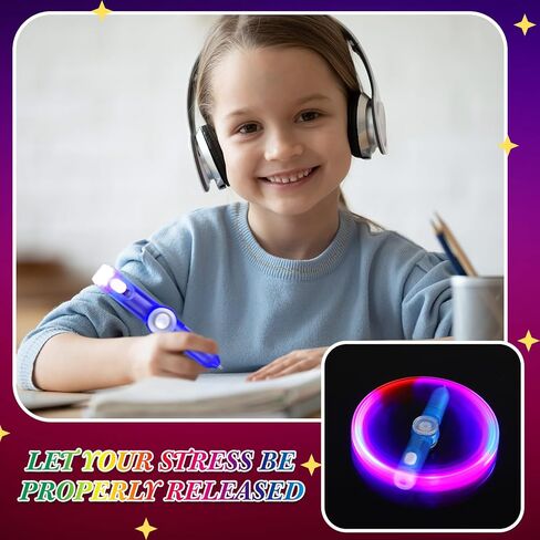 Kigeli 24 Pcs LED Spinning Rotating Pen Fidget Pen Rolling Finger Rotating Ballpoint Pens for Adults Stress Reducer Anti Anxiety Party Favors Gift Bag Fillers Birthday Return Gifts in Saudi Arabia
