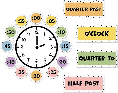 16Pcs Eucalyptus Telling Time Bulletin Board Greenery Classroom Clock Labels Watercolor Leaves Clock Numbers Labels for Learning Time Classroom Decor in Saudi Arabia