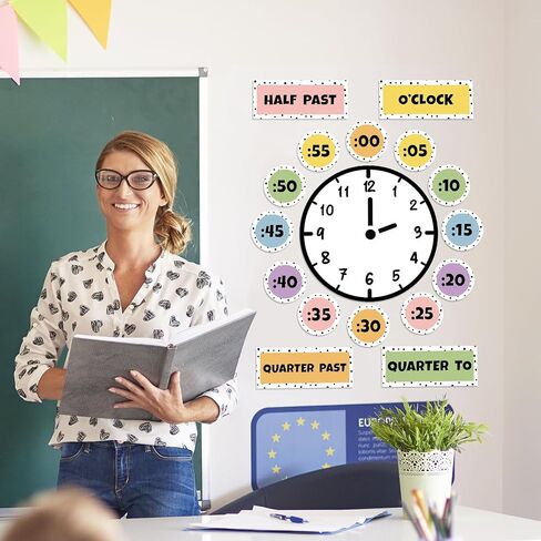 16Pcs Eucalyptus Telling Time Bulletin Board Greenery Classroom Clock Labels Watercolor Leaves Clock Numbers Labels for Learning Time Classroom Decor in Saudi Arabia
