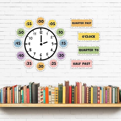 16Pcs Eucalyptus Telling Time Bulletin Board Greenery Classroom Clock Labels Watercolor Leaves Clock Numbers Labels for Learning Time Classroom Decor in Saudi Arabia