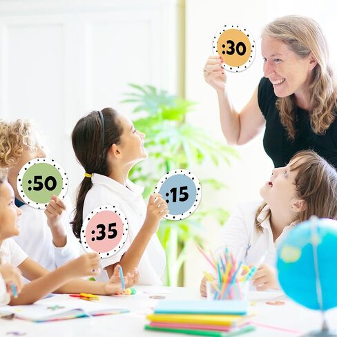 16Pcs Eucalyptus Telling Time Bulletin Board Greenery Classroom Clock Labels Watercolor Leaves Clock Numbers Labels for Learning Time Classroom Decor in Saudi Arabia
