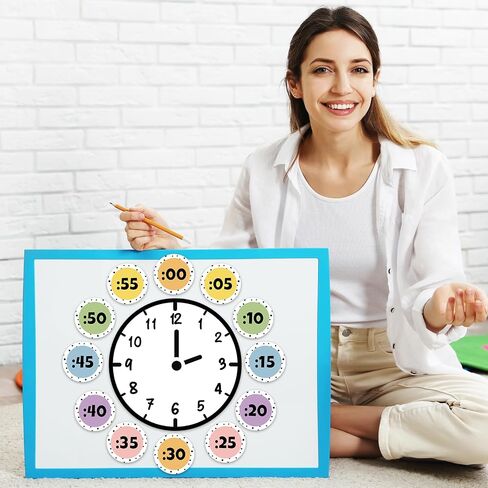 16Pcs Eucalyptus Telling Time Bulletin Board Greenery Classroom Clock Labels Watercolor Leaves Clock Numbers Labels for Learning Time Classroom Decor in Saudi Arabia