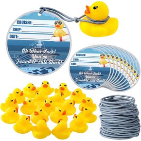 180 Pack Cruise Duck Sets Includes 100 Pcs Elastic Bungee Shock Cords Stretch String 40 Pcs Preschool Bath Toys 40 Sheets Ducks Tag with Hole for Toddlers Kids Party Decoration