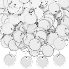 400pcs Metal Rim Key Tags with Ring,1.2 Inches White Bulk Key Labels Tags Round Paper Tag,Double-Sided Writable Keys Chain Tag for Marking Room Numbers Price Item Number