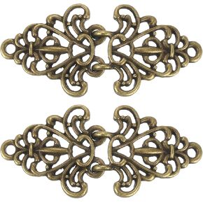 uxcell Cloak Clasp Sew on Hooks and Eyes, Vintage Flower Cape Clasps Sweater Shawl Collar Cardigan Buckles