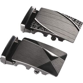 Homakover 2pcs Alloy Solid Buckle Automatic Ratchet Leather Belt 35MM Buckle for Men (Gray Pack B, 35mm)